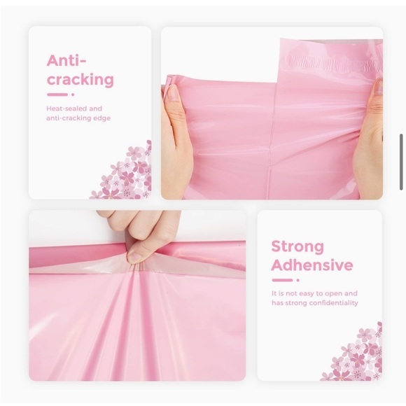 6 Poly Mailers 19” x 14.5 Large, Pink Bags & 12 Thank You Stickers - Picture 3 of 10